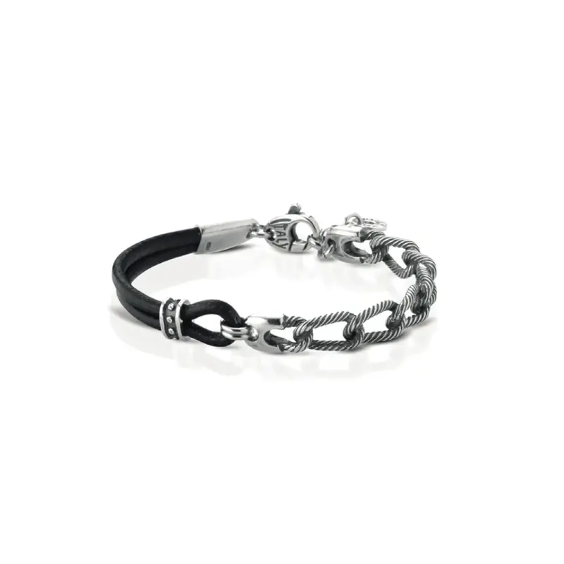 Ananda925 bracciale cuoio e Argento