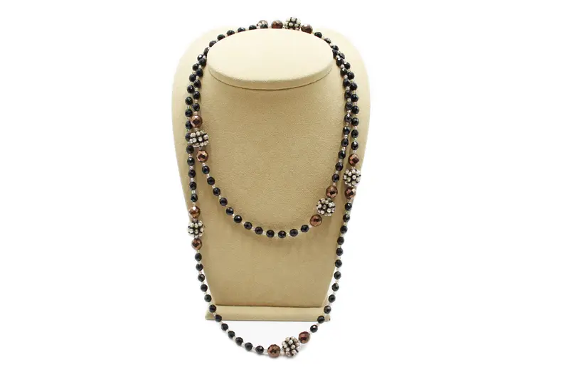 Collana 6 palle - nera, marrone