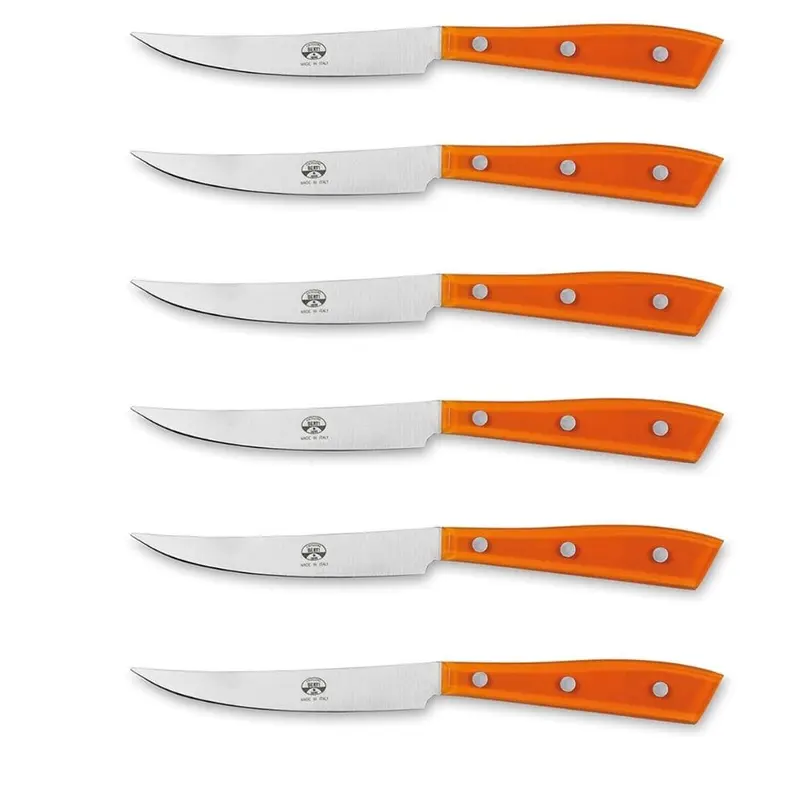Coltellerie Berti Compendio set 6 table knives 8450 orange plexiglass