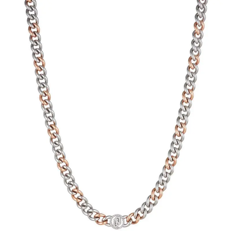 Liu Jo Collana con charm logo monogram bicolore