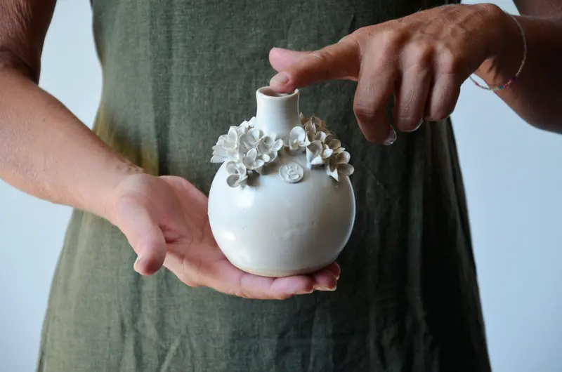 Ortensia - Vaso a bottiglia in gres