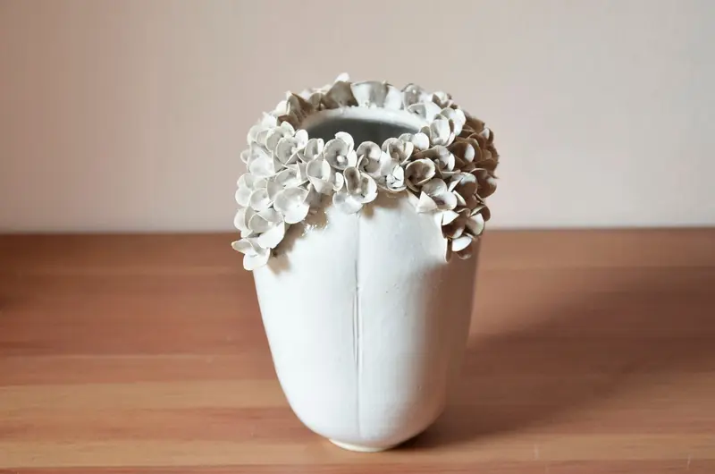 Ortensia Vaso alto bianco in gres