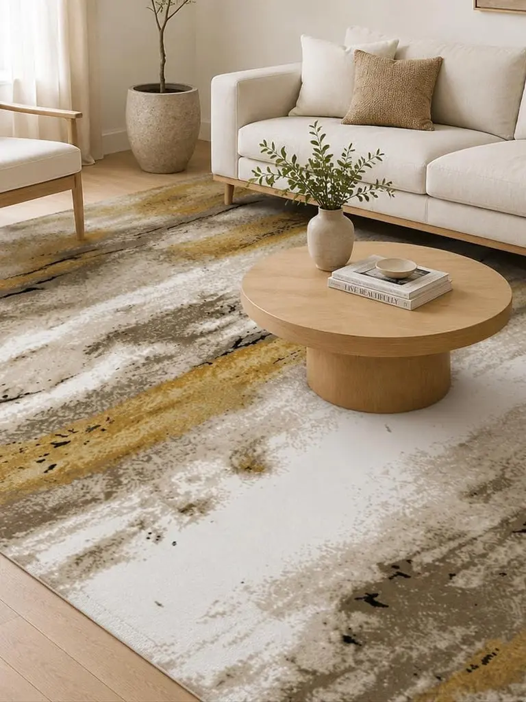 Tappeto Moderno Sabbia Dorata Beige e Oro